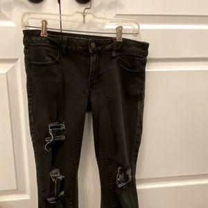Black ripped low rise American Eagle Jeans